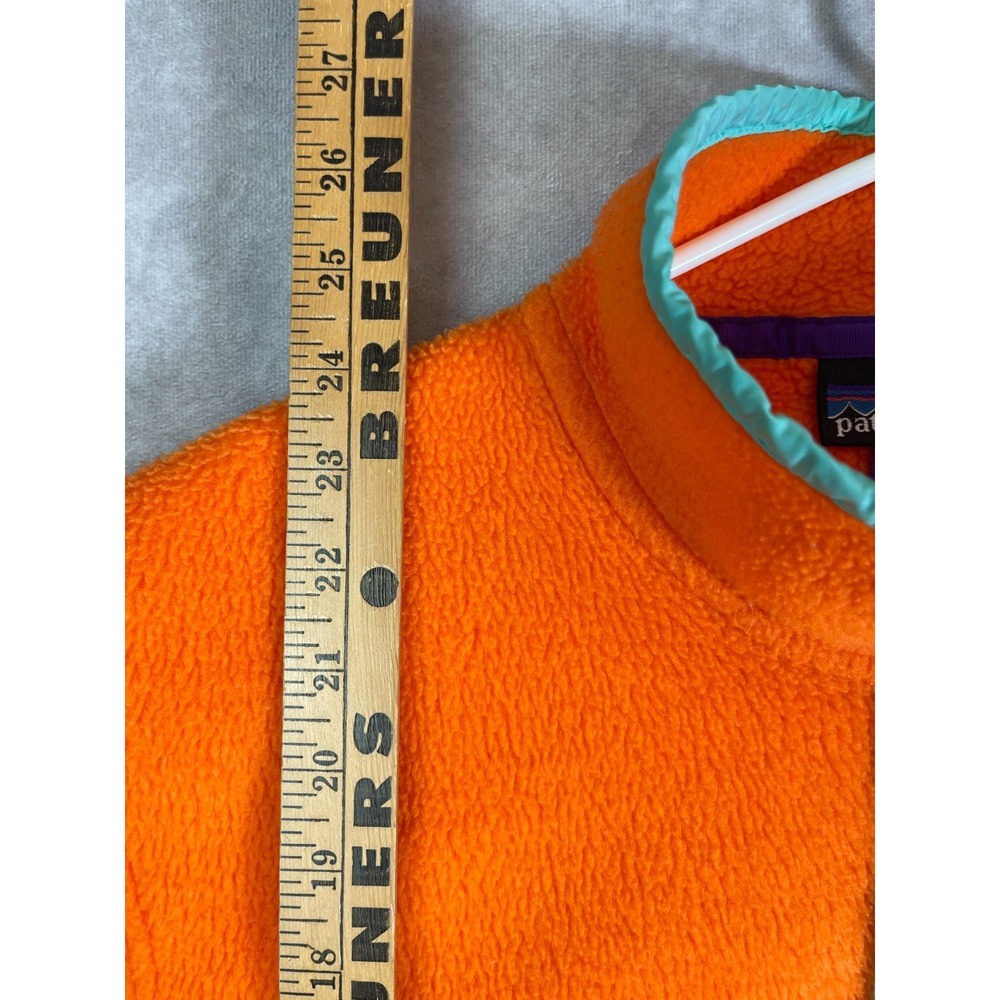 VTG 80s Patagonia Synchilla Snap T Fleece Jacket Mens Medium Orange Hiking USA - Picture 9 of 13